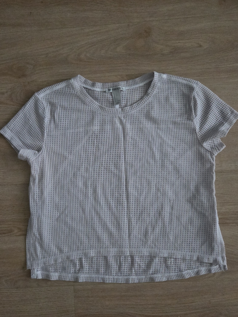 Forever 21 White Mesh Short Sleeve Tee
